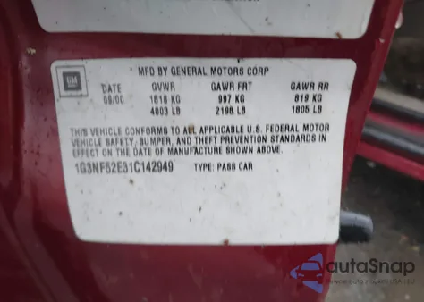 2001 Oldsmobile Alero Gls from USA, damaged, VIN 1G3NF52E31C142949